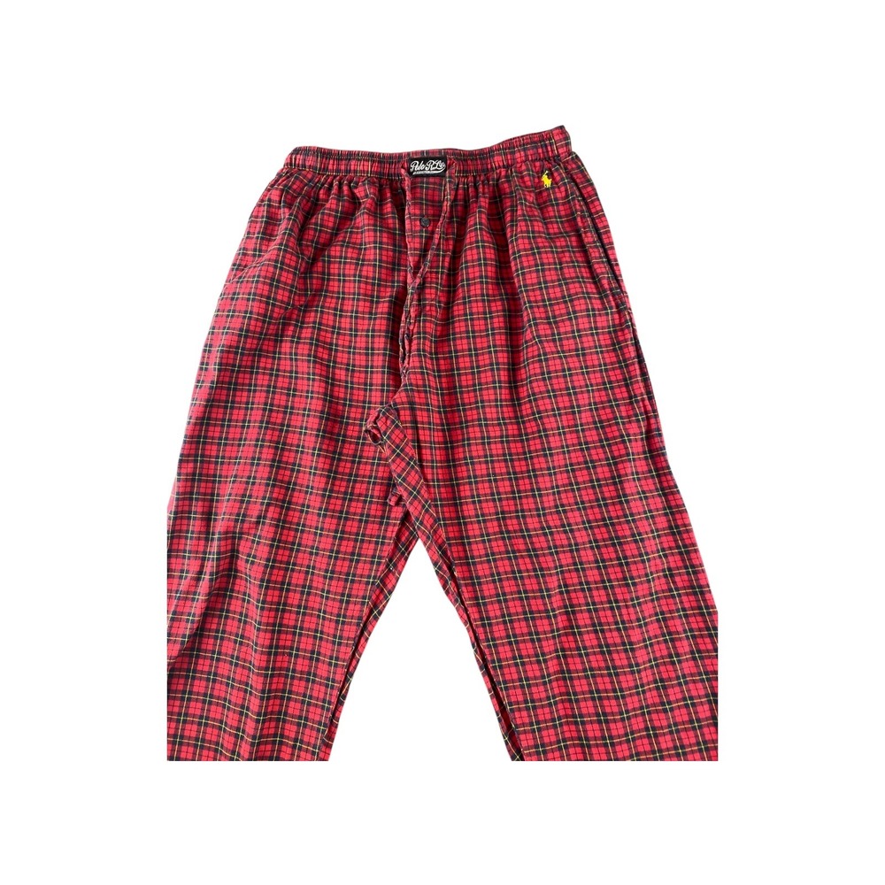 Polo Ralph Lauren Plaid Flannel Pajama Pants Sleepwear Red M Medium Drawstring‎ - Picture 2 of 8